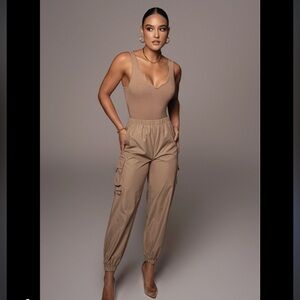 JLUXLABEL BEIGE JAYLA NYLON FLIGHT JOGGERS